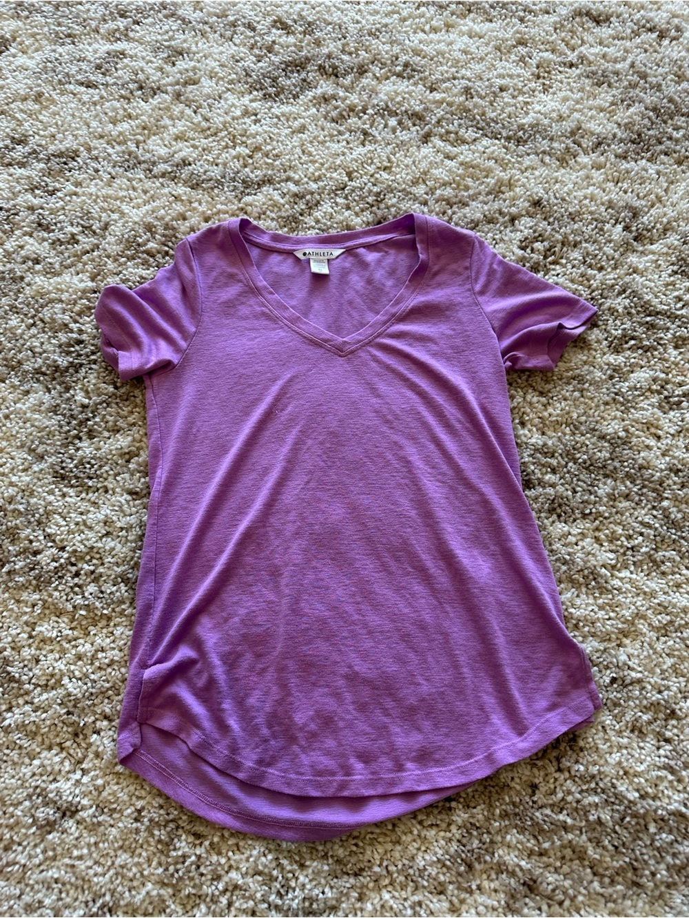Athleta Purple V-Neck Short Sleeve Tee